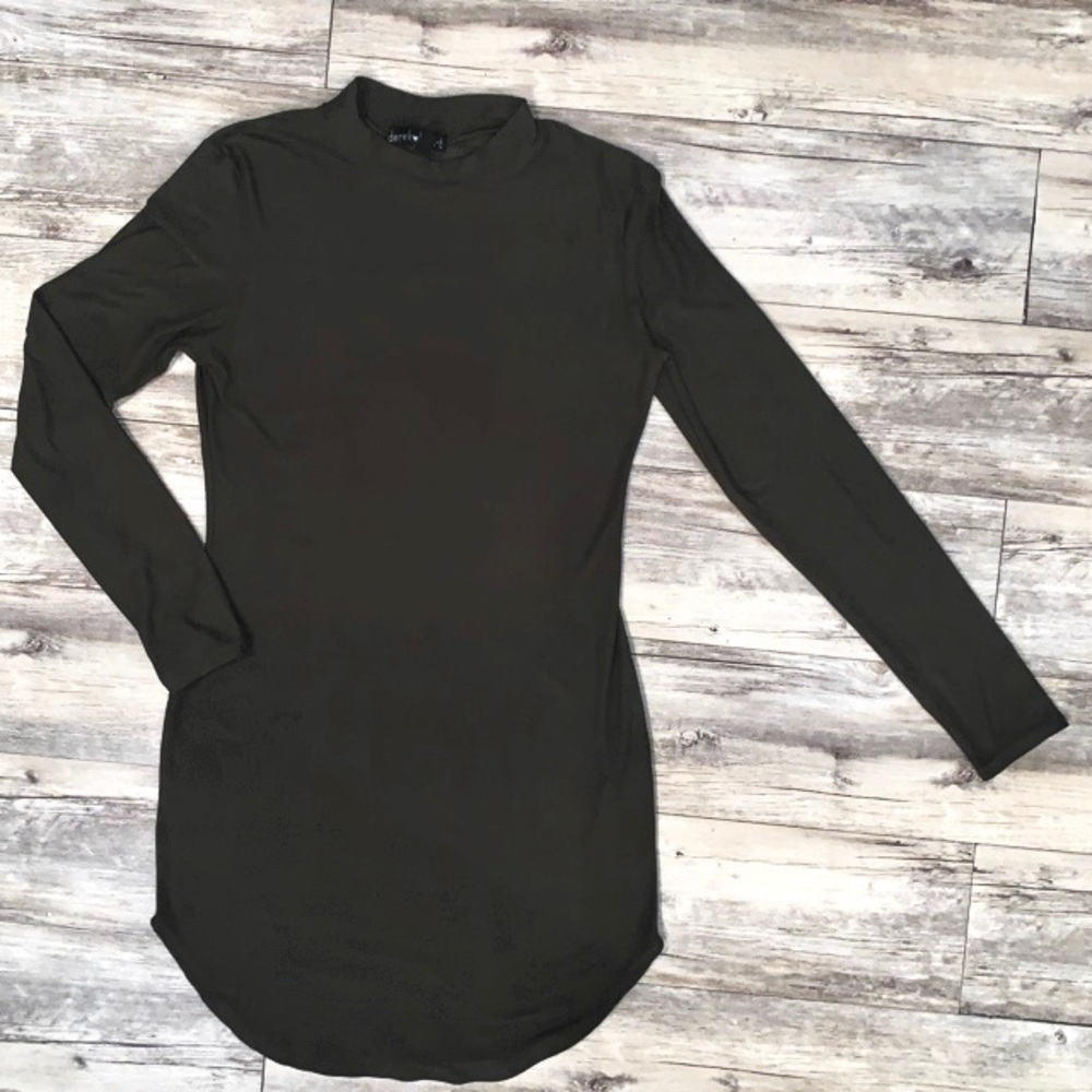 Dark Green long sleeve mini dress